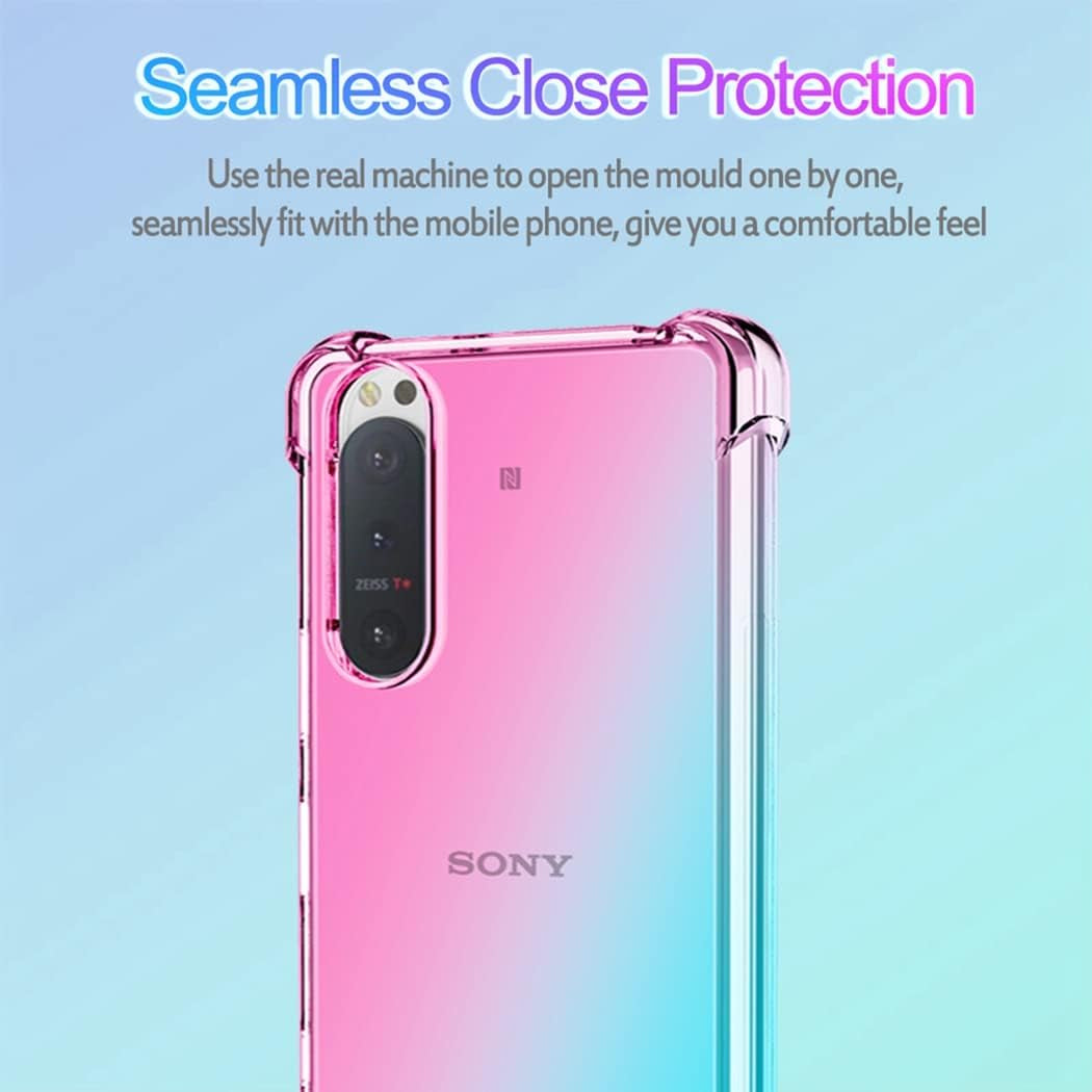 Ueokeird for Xperia 5 Ii/Xperia 5II 5G XQ-AS72 Case, Clear Cute Gradient Phone Case Slim anti Scratch Flexible TPU Cover Shockproof Protective Case for Sony Xperia 5 II (Pink/Green)  Ueokeird   