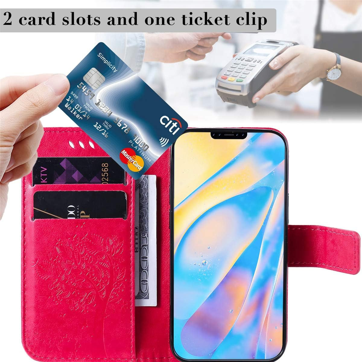 XYX Wallet Case for LG V30, Embossed Cat Butterfly Flowers PU Leather Flip Protective Phone Case Cover with Card Slots for LG V30/LG V35 Thinq, Pink  XYX   
