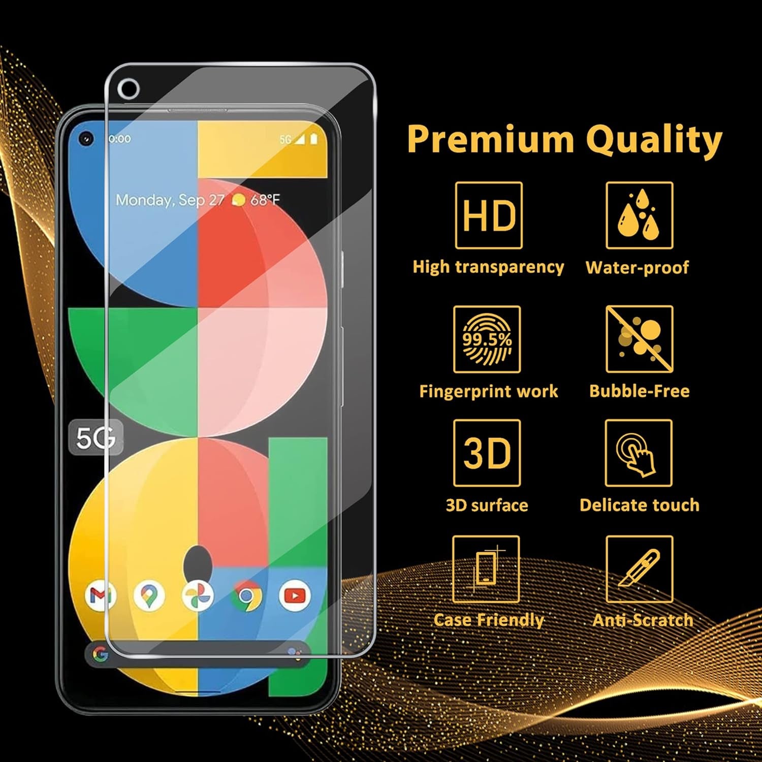 WILLONE (2+2 Pcs for Google Pixel 5A Screen Protector (2 Pcs) +Camera Lens Protector (2 Pcs) +Alignment Tool, Touch Sensitive, 9H Hardness, Tempered Glass Screen Protector for Google Pixel 5A 5G  WILLONE   