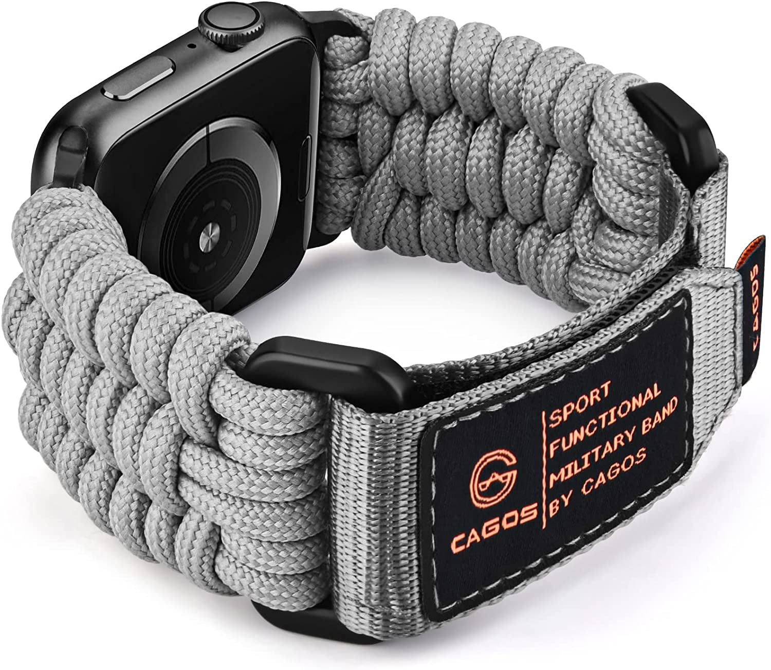 CAGOS Compatible with Apple Watch Band 49Mm 45Mm 44Mm 42Mm, Rugged Survival Paracord Nylon Strap Braided Sport Loop for Iwatch Bands Ultra Series 8 7 6 5 4 3 2 1 SE Men  CAGOS Grey 49mm L 