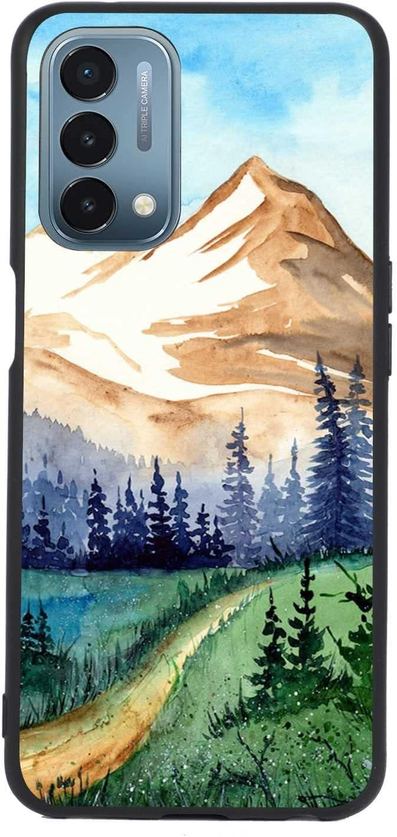 Valuect Lisment Compatible with Oneplus Nord N200 5G Case, Tarot the Moon Aesthetic Tarot Card Moon Dog Design for Oneplus Case Girl Boy,Unique Trendy Silicone Bumper Cover Case for Oneplus  valuect lisment Watercolor Landscape  