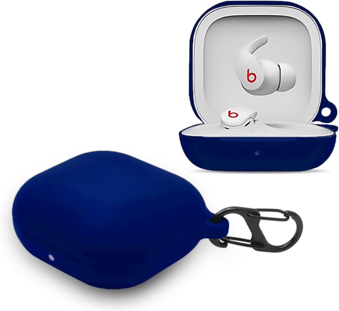 Lizhi Silicone Case for Beats Fit Pro, Anti-Break Anti-Lost & Shockproof Unique Dual Hole Portable Protective Case Cover with Carabiner for 2021 Newest Beats Fit Pro (Black-2)  LiZHi blue  