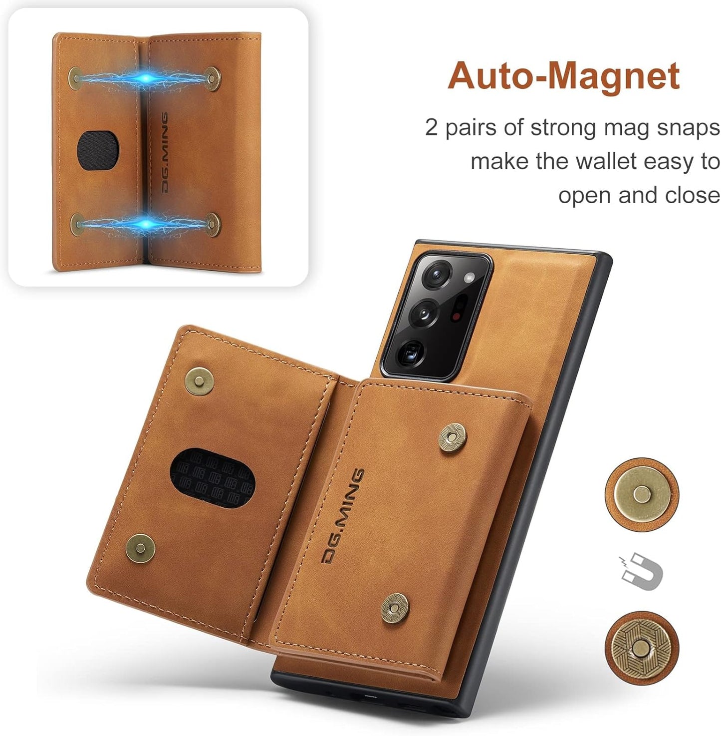 Wallet Case for Samsung Galaxy Note 20 Ultra, DG.MING Premium Leather Phone Case Back Cover Magnetic Detachable with Trifold Wallet Card Holder Pocket for Samsung Galaxy Note 20 Ultra (Brown)  Nuolirong   