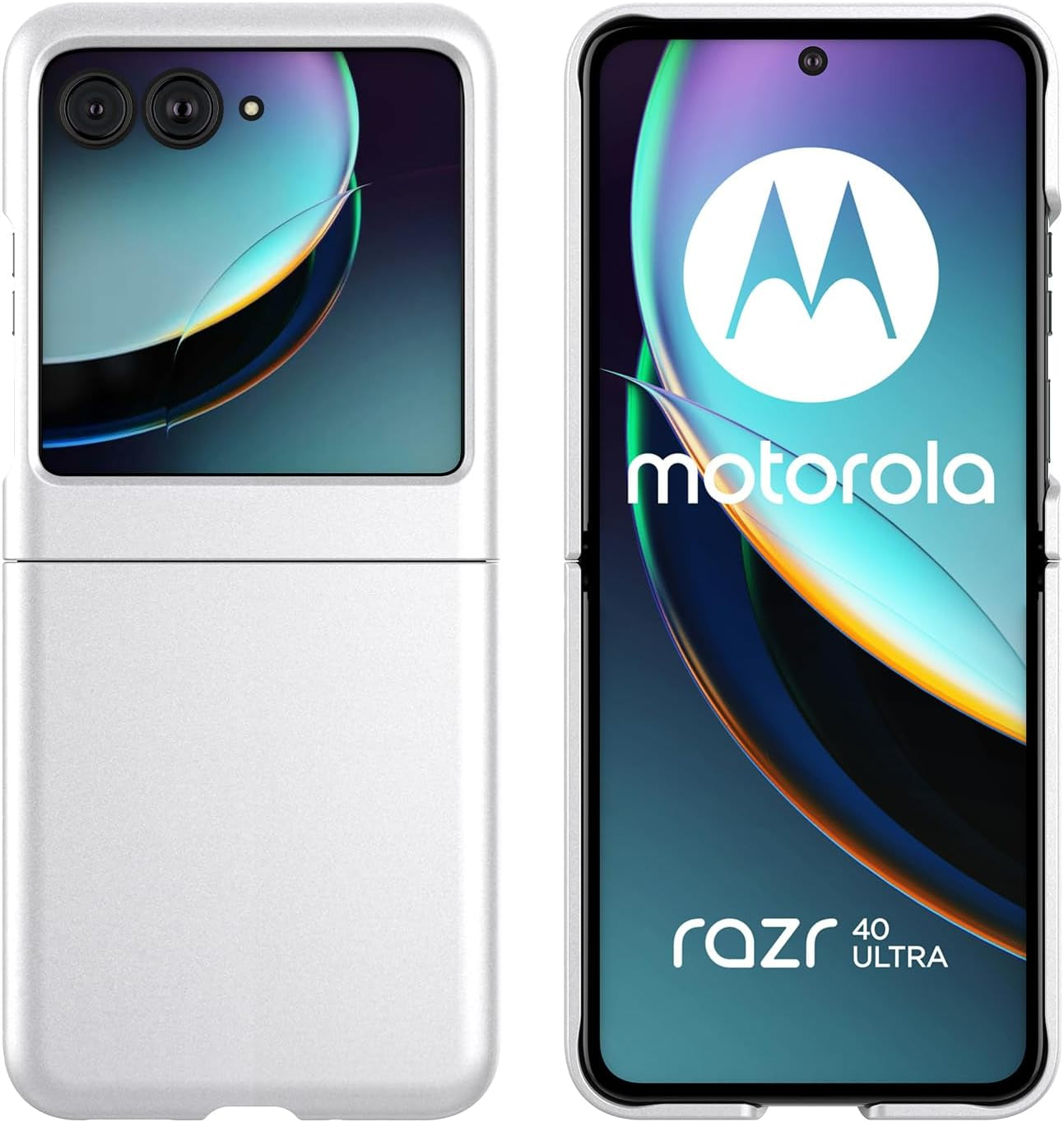 Redluckstar Case for Motorola Razr plus 2023,Thin Slim Fit Matte PC with Non-Slip Full-Body Protection Built in Screen Protection Phone Cover for Moto Razr+ 2023 (Silver+Built in Screen Protector)  redluckstar   