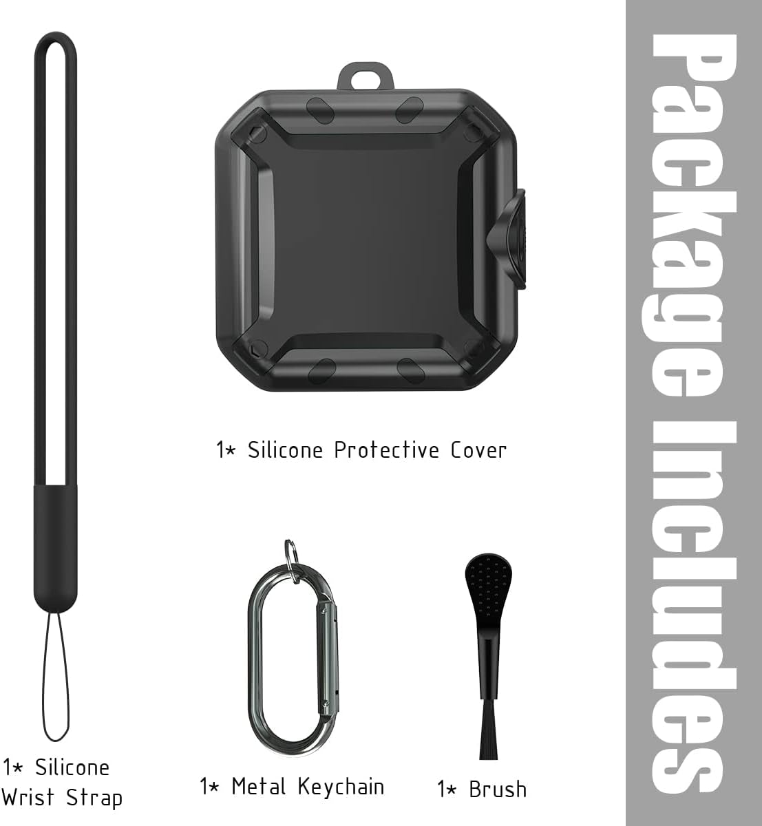 [With Lock] Case Cover for Beats Fit Pro Case 2021, Shock-Absorbing Protective PC+TPU Security Lock Cases Compatible with Beats Fit Pro with Keychain/Lanyard/Cleaning Brush (Black)  TOLUOHU   