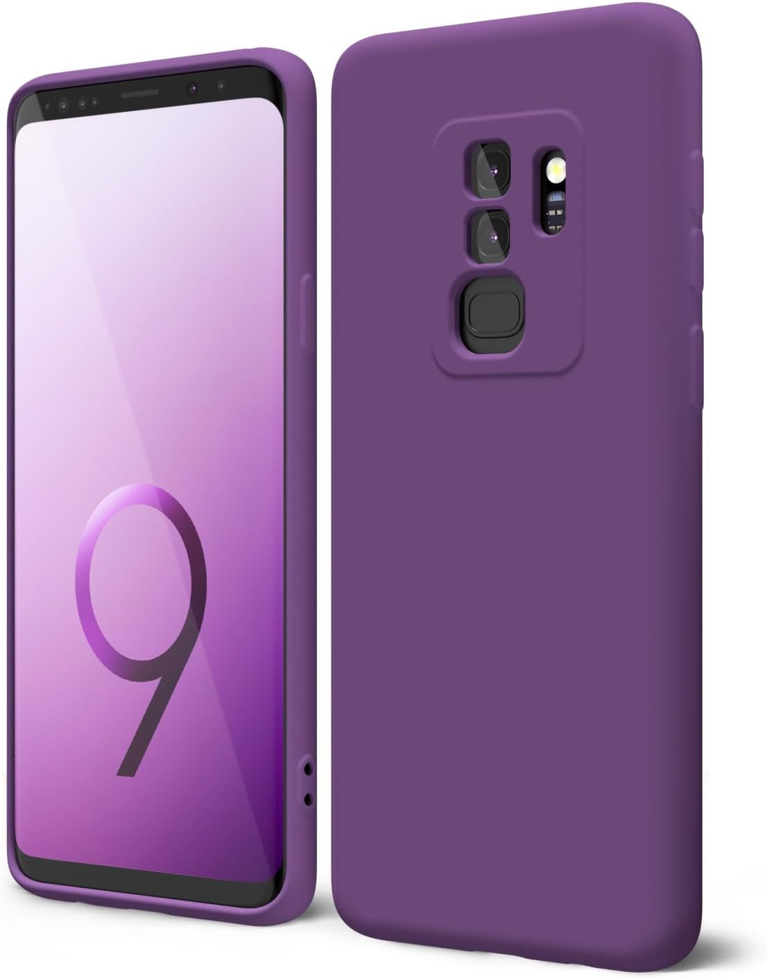 Oakxco for Samsung Galaxy S9 plus Phone Case Liquid Silicone Grip, Cute Thin Slim Soft Rubber TPU Plain Smooth Gel Cover for Women Girl, Matte Solid Protective & Shockproof, Aqua Sky Baby Light Blue  Oakxco   