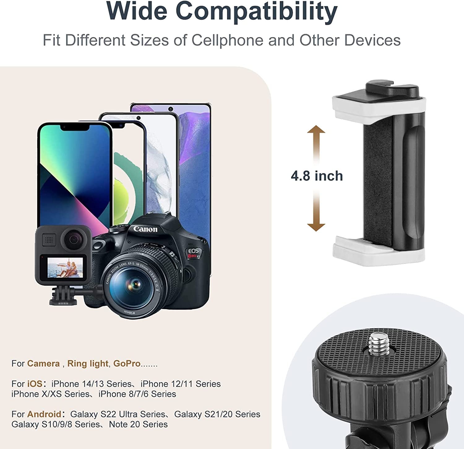 Torjim 67" Phone Tripod, Extendable Iphone Tripod Stand with Wireless Remote & Phone Holder, Aluminum Selfie Stick Tripod for Iphone/Camera/Gopro  Torjim   