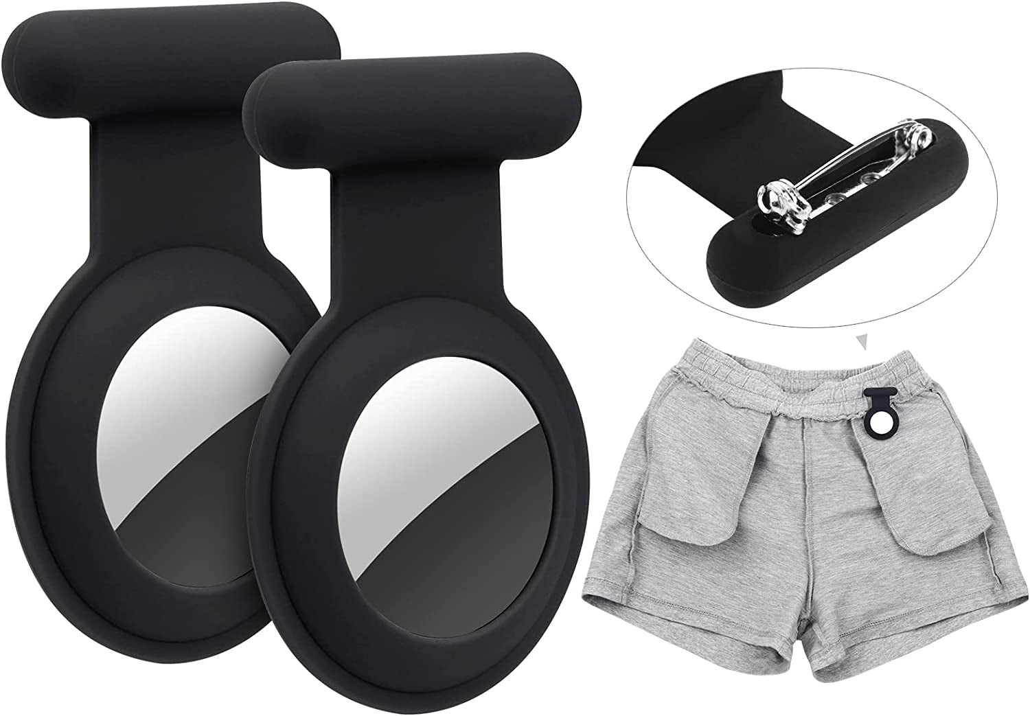 Airtag Hidden GPS Tracker Case,Airtag for Kids,Elderly,Pet,Clothing (Navy Blue&Blue)(Not GPS Included)  WALLFID 2 Black  