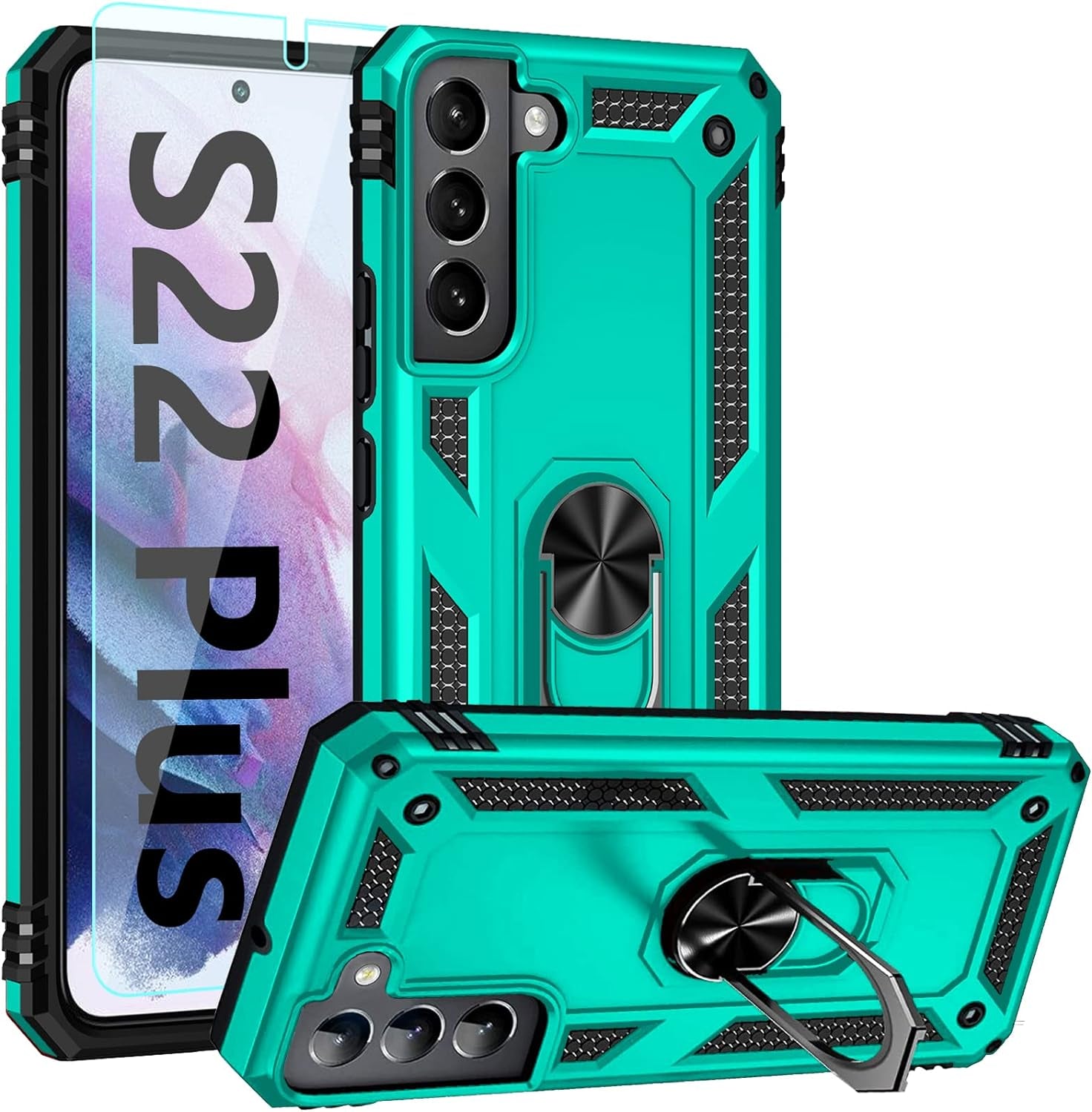 Galaxy S22 plus Case,Samsung S22 plus Case,With Screen Protector,[Military Grade] 16Ft. Drop Tested Cover with Magnetic Kickstand Car Mount Protective Case for Samsung Galaxy S22 Plus, Rose Gold  SKTGSLAMY Mint  