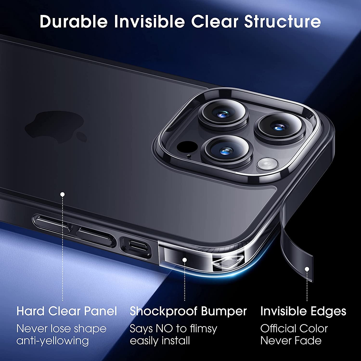 Alphex Invisible Clear Case for Iphone 14 Pro [Look as Caseless] [Never Yellowing] 8FT Military Grade Protective Soft Glossy Bumper Matte Slim Women Men Phone Cover 6.1 Inch, Space Black  Alphex   
