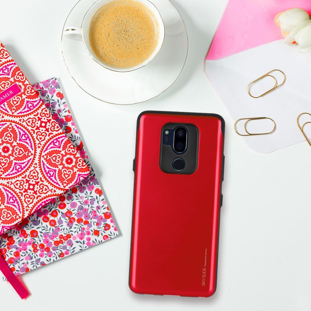 Mercury [Sliding Card Holder] Protective Dual Layer Bumper [TPU+PC] Cover with Card Slot Wallet for LG G7 Thinq (Red) LGG7-SKY-RED  Mercury   