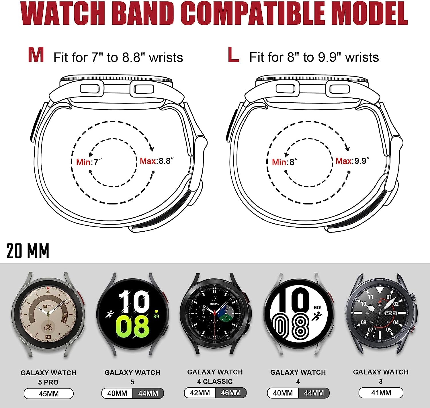 20Mm Quick Release Nylon Rugged Sports Watch Band for Men Compatible with Samsung Galaxy Watch 4/5 Band/Active 2 Watch Bands 40Mm 44Mm/Galaxy Watch 5 Pro Band 45Mm/Watch  41Mm/Watch 4 Classic 42Mm 46Mm Black/Navy Blue/Crimson Red/Pumpkin Orange/Army Green  Ritche   