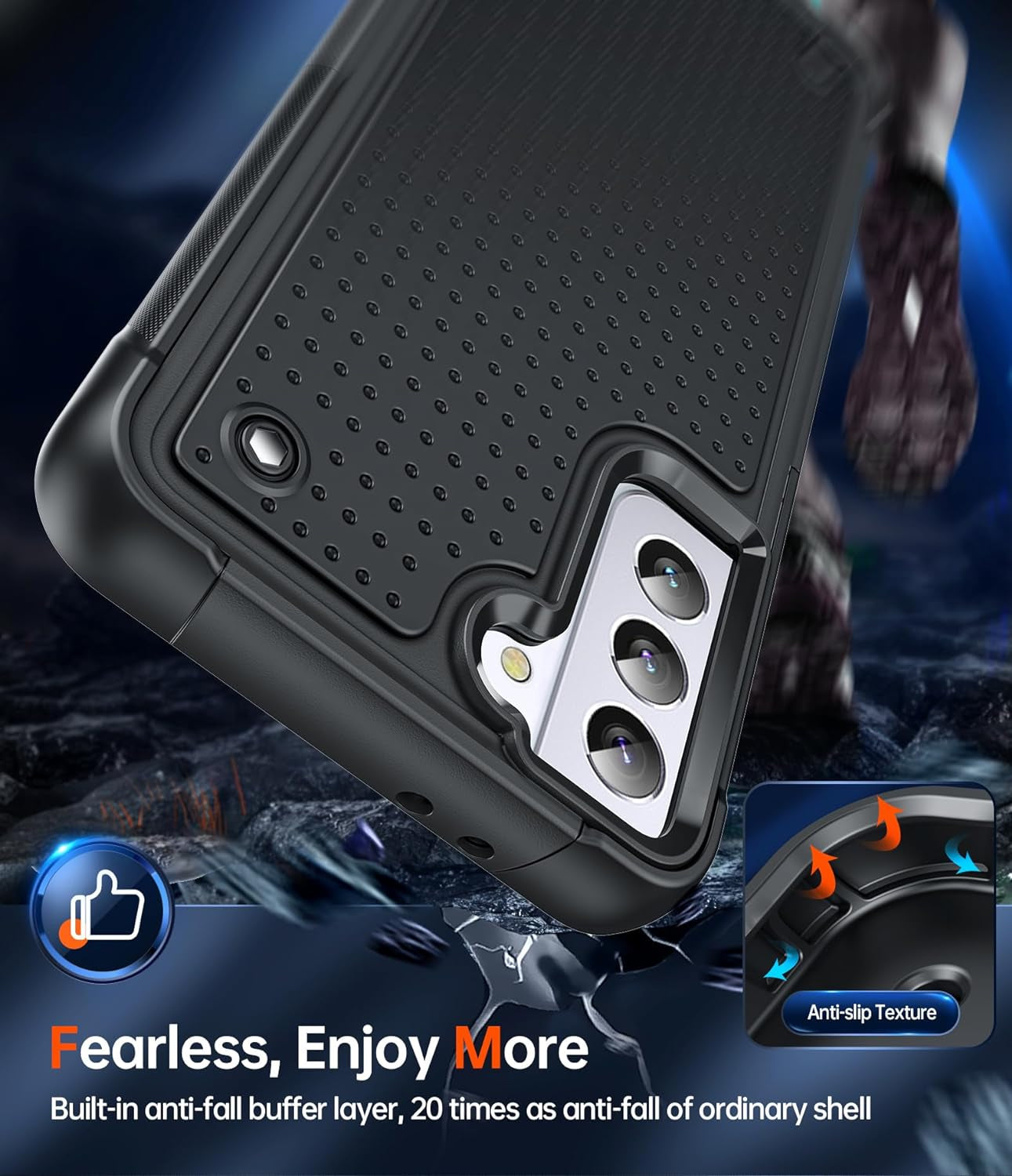 Leyi for Samsung Galaxy S21+ plus Case, Samsung S21 plus Case 5G, Shockproof Heavy Duty Dual Layer Protective Hard PC Textured Back & Soft Bumper Case for Galaxy S21 Plus, Black  LeYi   