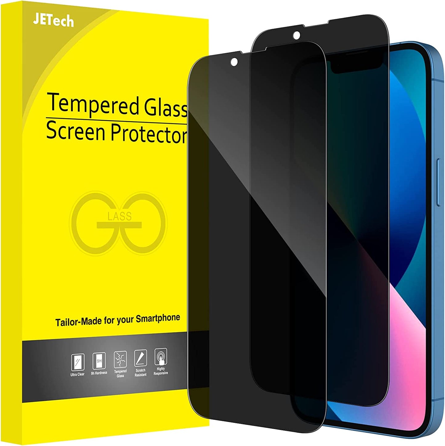 Jetech Privacy Full Coverage Screen Protector for Iphone 13/13 Pro 6.1-Inch, Anti-Spy Tempered Glass Film, Edge to Edge Protection Case-Friendly, 2-Pack  JETech   