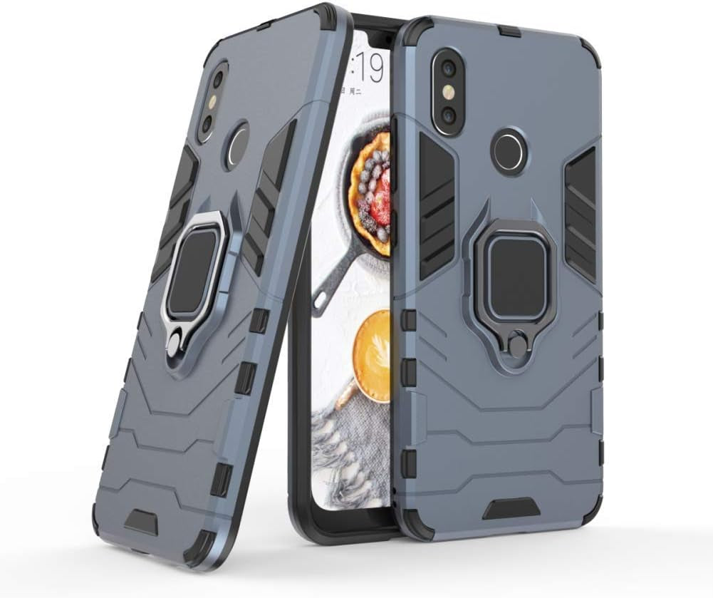 Lulumain Compatible with Xiaomi Mi 8 Case, Magnetic Car Phone Ring Holder 360 Protective Case for Xiaomi Mi8 (Navy Blue)  LuluMain   