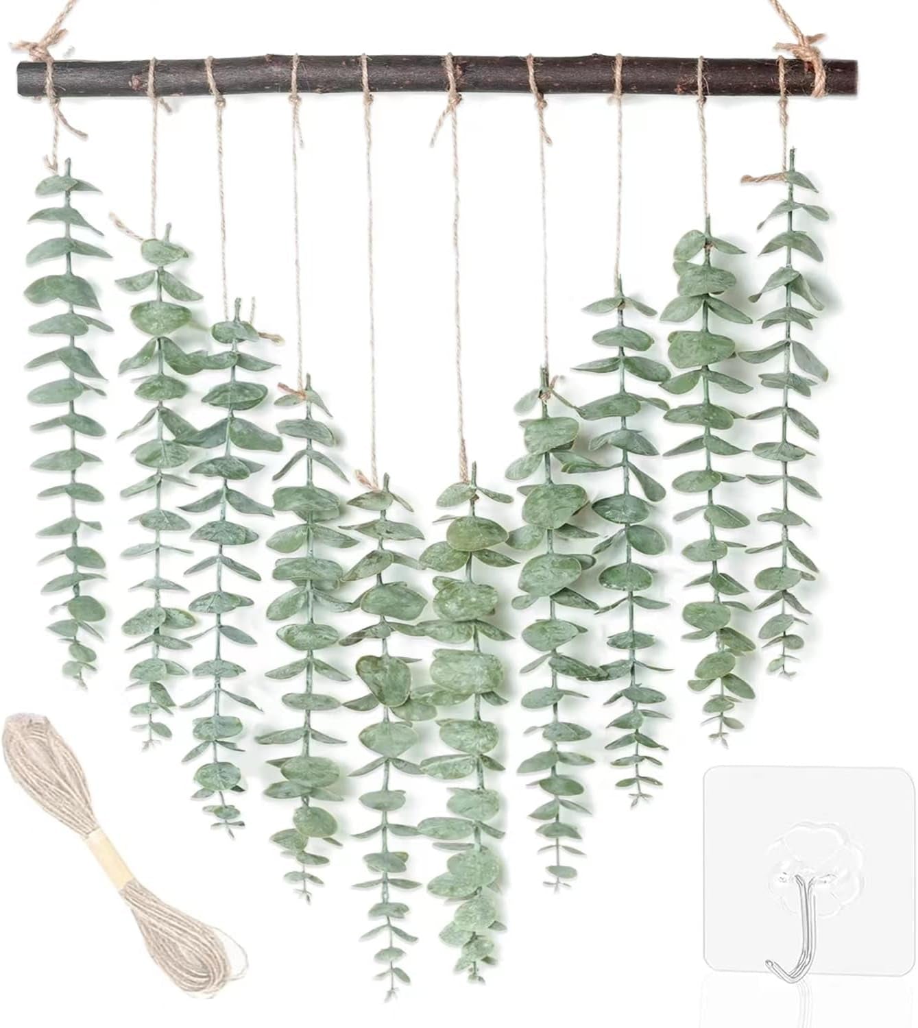 MEET ROSE Bathroom Decor Artificial Eucalyptus Wall Hanging Decor-Fake Eucalyptus Leaves Greenery Farmhouse Rustic Wall Hanging for Wedding，Bedroom，Kitchen，Nursery,Party Boho Home Decorations（Green）  MEET ROSE Dark Green  