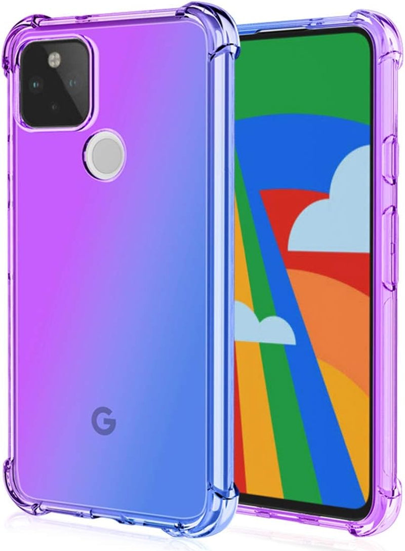 Ueokeird Google Pixel 5 Case (2020), Clear Cute Gradient Phone Case Slim anti Scratch Flexible TPU Cover Shockproof Protective Case for Google Pixel 5 (Purple/Blue)  Ueokeird   