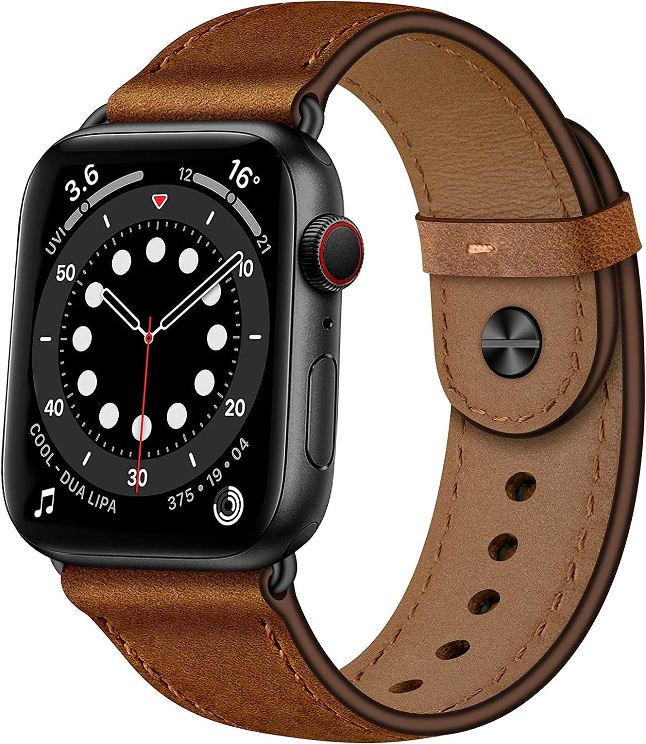 OUHENG Compatible with Apple Watch Band 49Mm 45Mm 44Mm 42Mm 41Mm 40Mm 38Mm, Genuine Leather Bands Strap for Iwatch Ultra SE SE2 Series 8 7 6 5 4 3 2 1 (Retro Brown/Black, 49Mm 45Mm 44Mm 42Mm)  OUHENG   