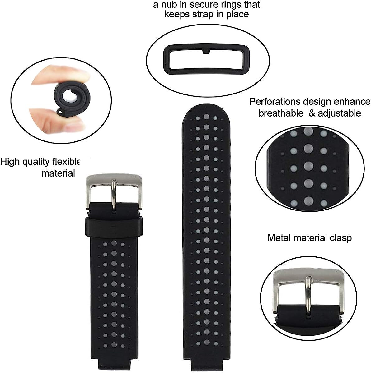 Honecumi Bands Compatible with Garmin Approach S20/ S5/ S6/Forerunner 220/230/ 235/235Lite/ 620/630/ 735/735XT Smart Watchband Wrist Band Strap for Men Women,Soft Silicone Colorful Band Accessory  honecumi   