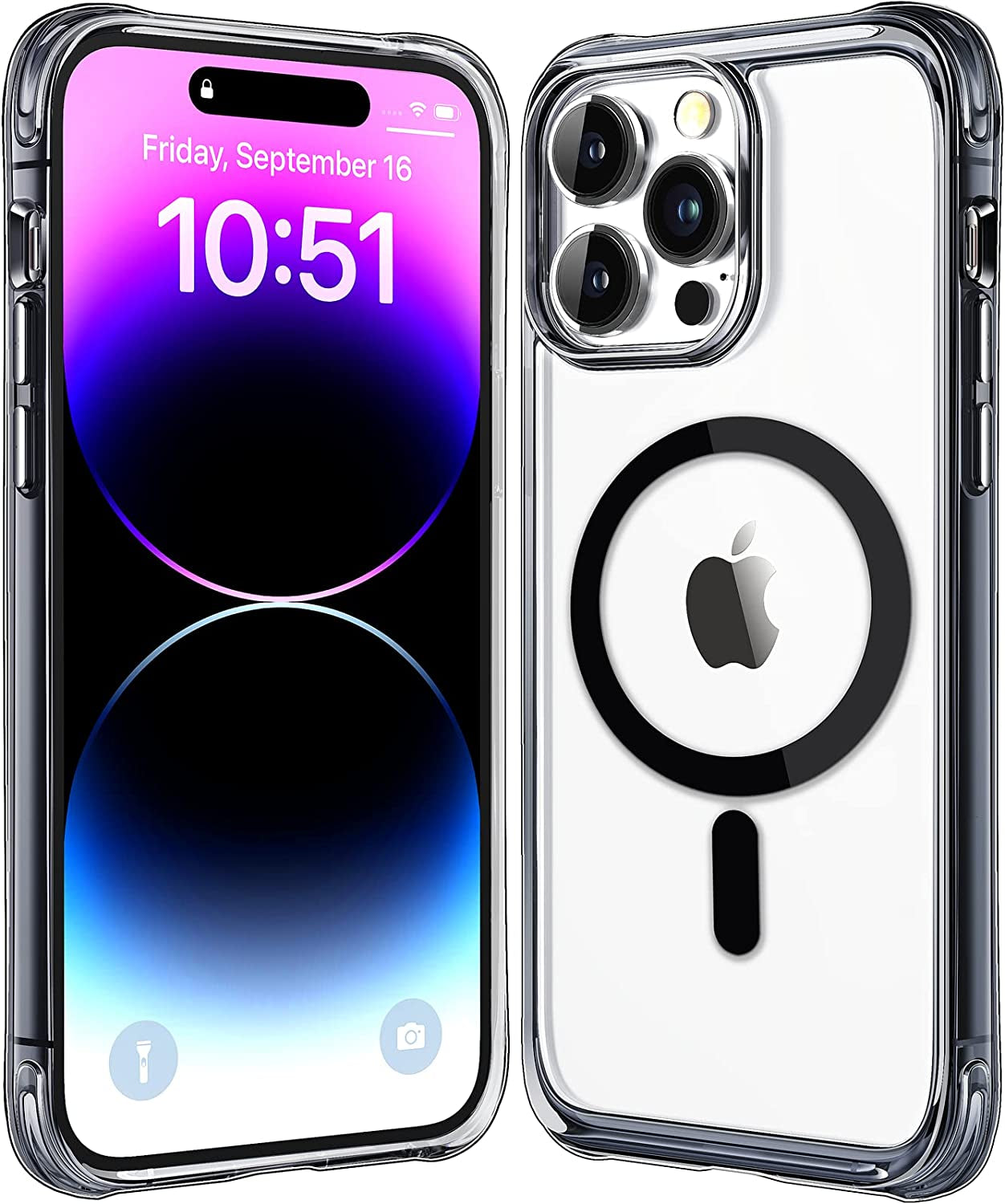 Mkeke Magnetic Designed for Iphone 14 Pro Case with Magsafe [Military Grade Drop Protection] [Not Yellowing] Shockproof Phone Case for Apple Iphone 14 Pro 2022 Black to Clear  Shenzhen Make Technology Company Limited Black  