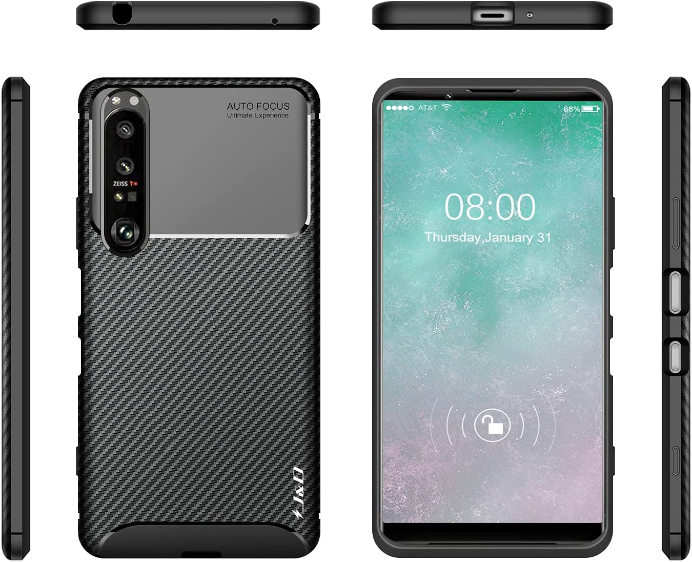 J&D Case Compatible for Sony Xperia 1 III Case, Carbon Fiber Pattern Drop Protection anti Shock Protective TPU Slim Case for Xperia 1 III Bumper Case, Black  J&D Tech   