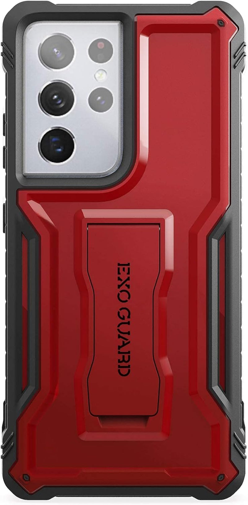 Exoguard Samsung Galaxy S21 Ultra 5G Case, Rubber Shockproof Full Body Cover Case for Samsung S21 Ultra 5G Phone 6.8 Inch, Built-In Kickstand (Green)  ExoGuard Red  