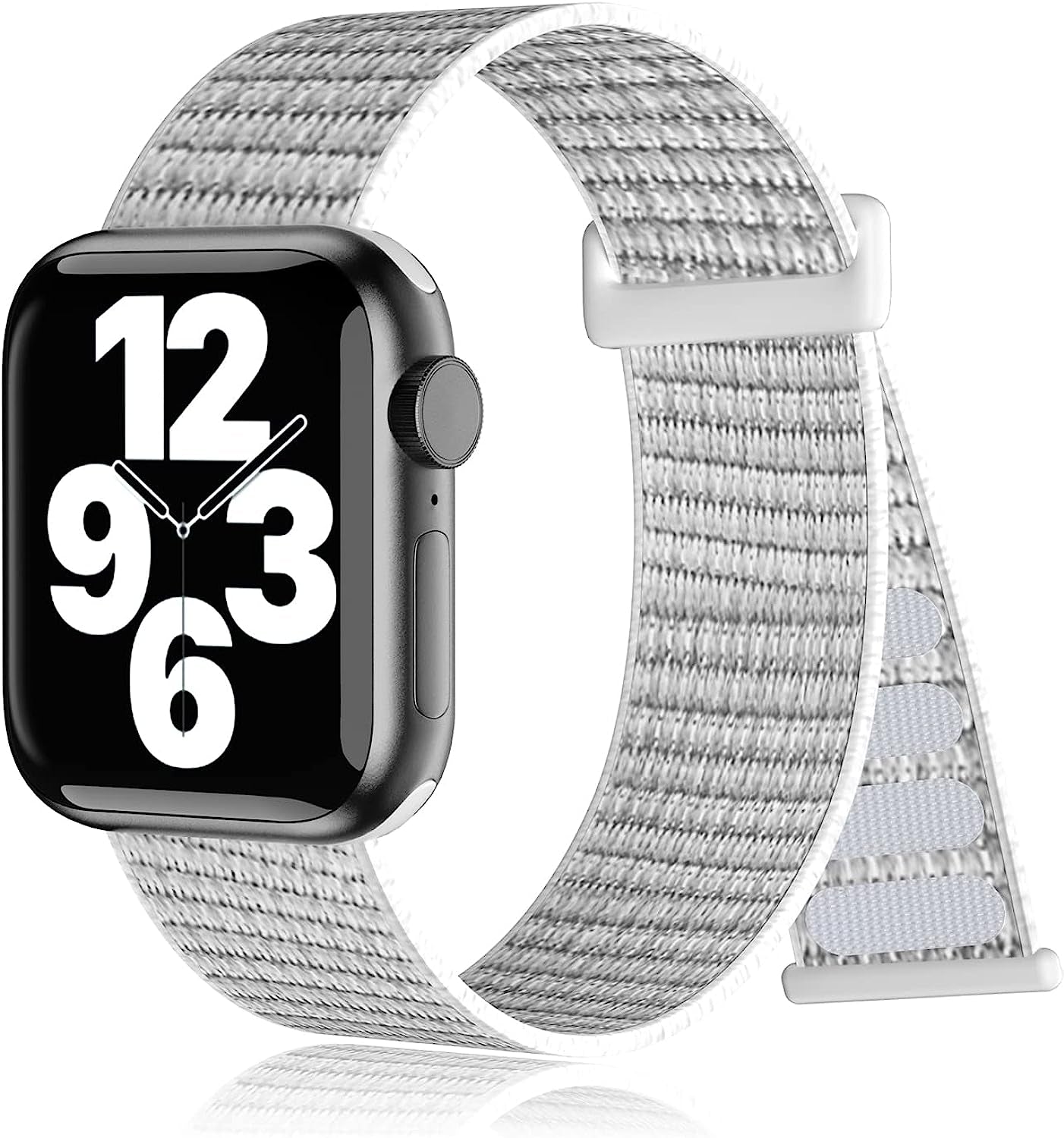 Nylon Sport Loop Bands Compatible with Apple Watch Band for Women Men, Stretchy Elastic Braided Replacement Straps for Iwatch Series 6 7 5 4 3 2 1 SE  N-Hocezyg Reflective White 38mm/40mm/41mm 
