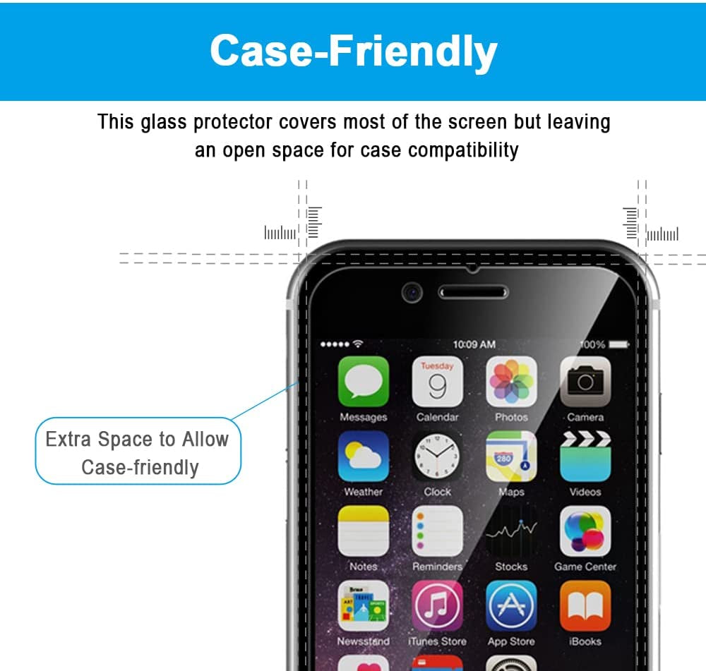 GLASS-M Privacy Screen Protector Compatible with Iphone 6, 6S, 7, 8, 180 Degree Anti-Spy, [Not Full Cover] Case Friendly Tempered Glass Screen Protector Film  GLASS-M   
