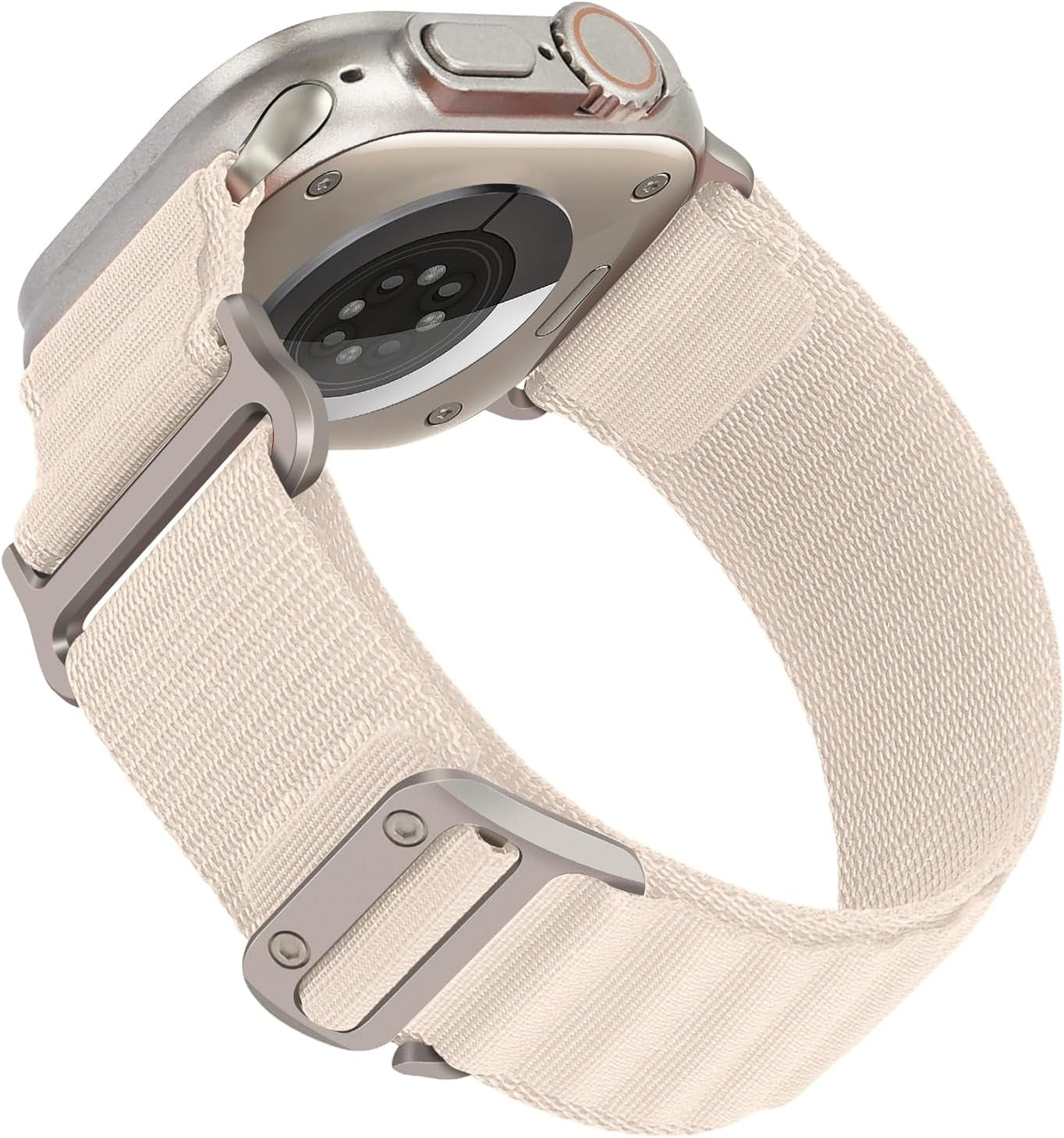 HITZEE Compatible with Apple Watch Band 49Mm 45Mm 44Mm 42Mm, Nylon Braided Loop Bands Adjustable Sport Strap Designed for Apple Watch Ultra Series 8 7 SE 6 5 4 3 2 1, Starlight, L  HITZEE   