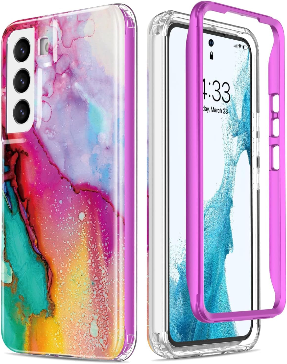 Esdot for Samsung Galaxy S22 Case,Military Grade Passing 21Ft Drop Test,Rugged Cover with Fashionable Designs for Women Girls,Protective Phone Case for Galaxy S22 6.1" Agate Stone  Esdot Multi-Colored Opal Marble  