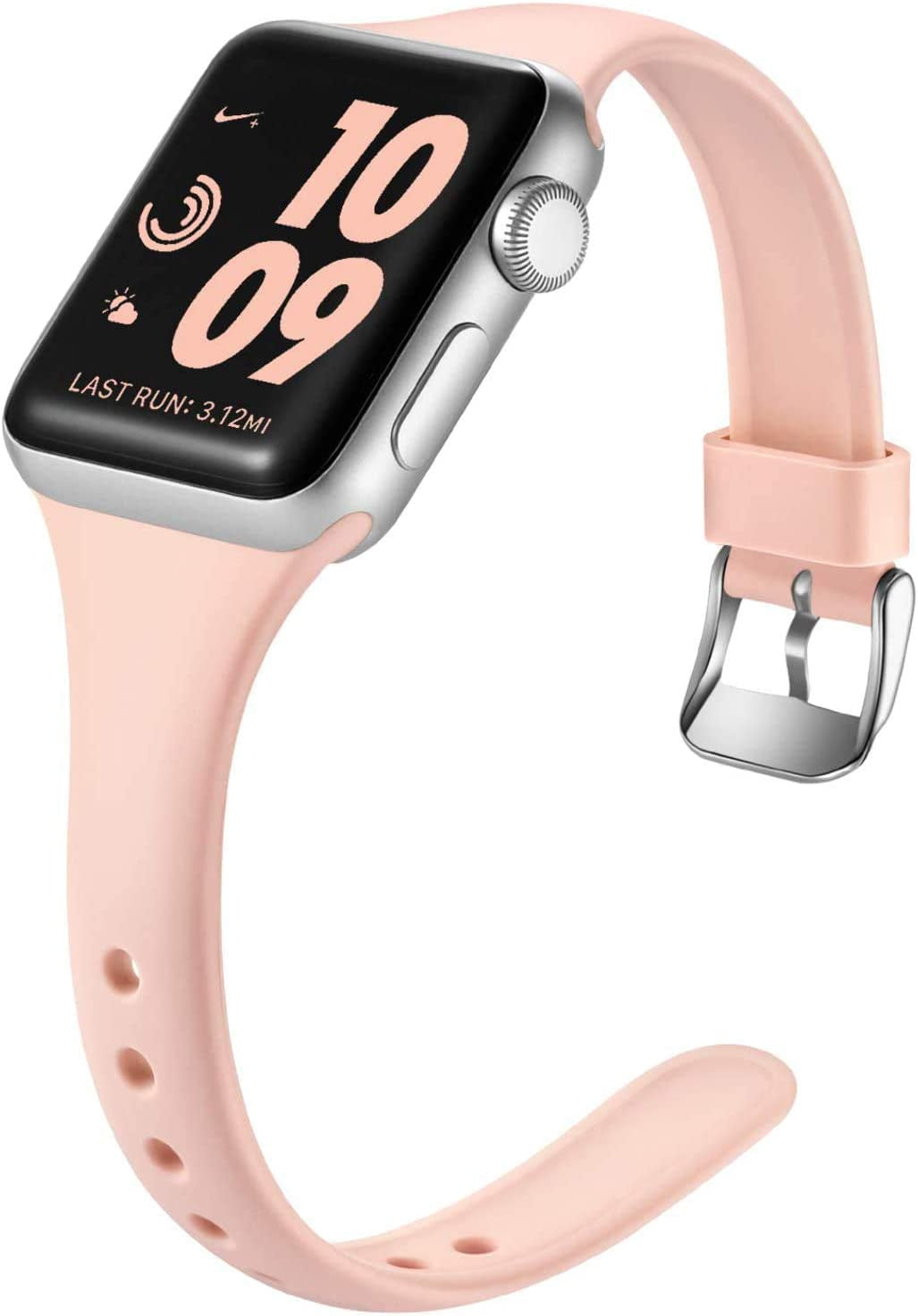 Laffav Slim Band Compatible with Apple Watch 49Mm 45Mm 44Mm 42Mm Iwatch SE & Ultra & Series 8/7/6/5/4/3/2/1 for Women Men, Black, S/M  Laffav Pink Sand 38mm/40mm/41mm S/M 