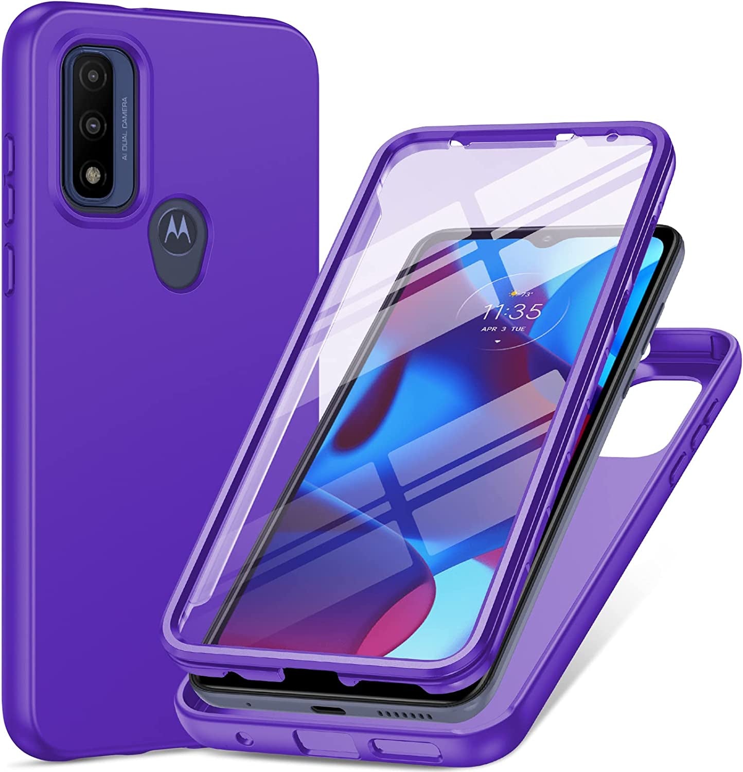 PUJUE for Motorola Moto-G Pure Phone Case: G Play 2023 | G Power 2022 Silicone Matte Case 360 Full Protection - Rugged Bumper Durable Shockproof Drop Protective TPU Cell Phone Cover Woman Men (Black)  PUJUE Purple  