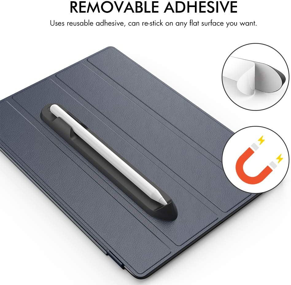Ahastyle Removable Ipencil Holder [Magnetic Attach] Strong Adhesive Holder Sticker Silicone for Apple Pencil 1St & 2Nd Generation (Black)  AHASTYLE   