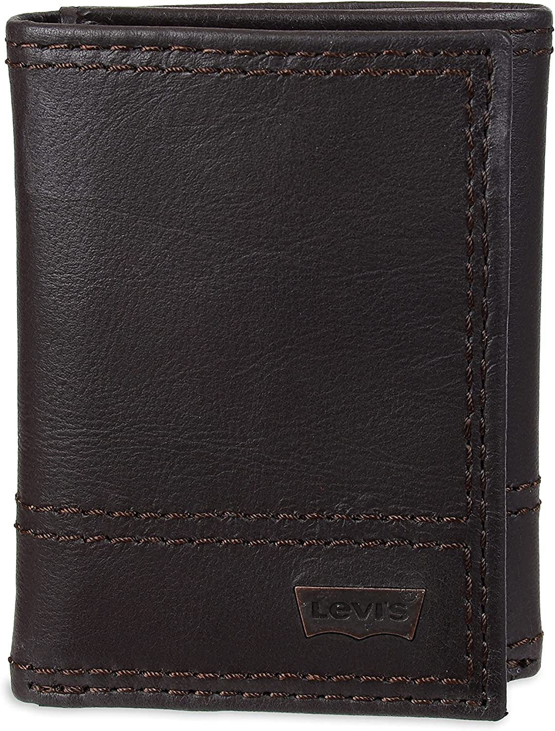 Levi'S Men'S Sleek and Slim Trifold Minimalist Wallet  Levi's Medium Brown One Size 
