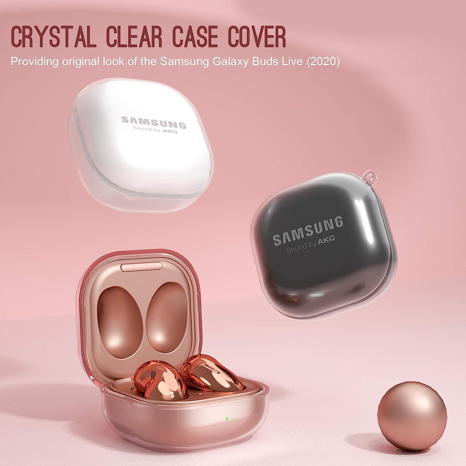 AIIKO Compatible Galaxy Buds 2 Pro Case 2022/Galaxy Buds 2/Pro Case 2021 /Galaxy Buds Live Case 2020 Clear Soft TPU Shockproof Case Protective Cover for Samsung Earbuds with Keychain - Clear Black  AIIKO   