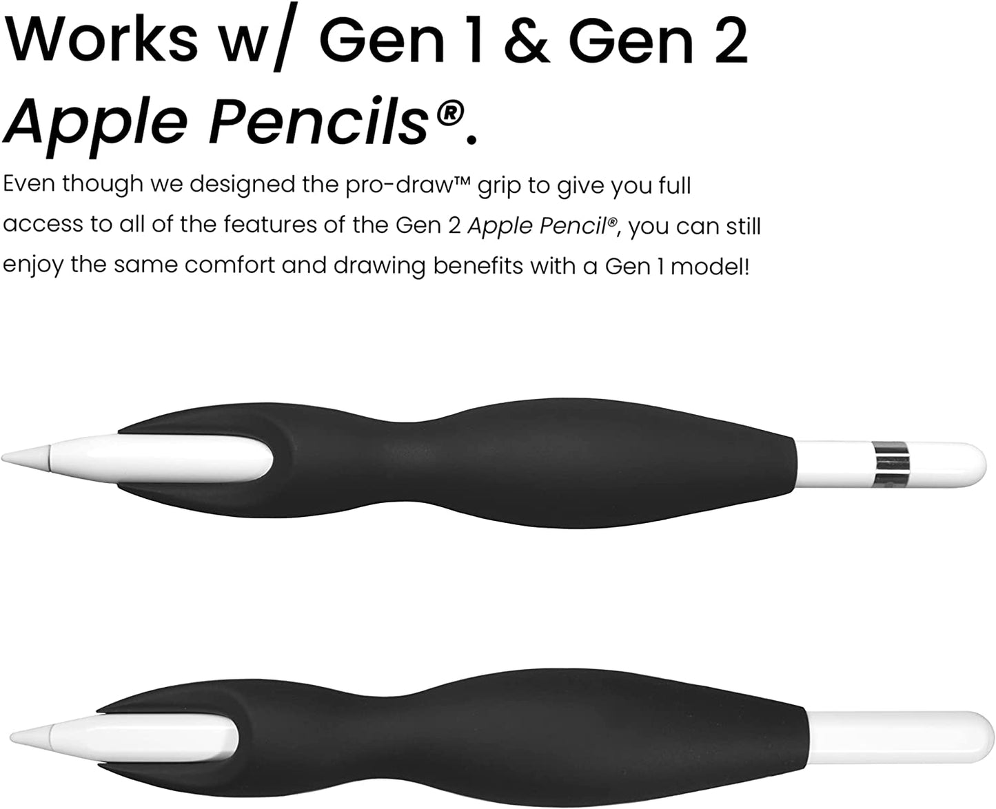 The Pro-Draw Grip for Apple Pencil 1St & 2Nd Generation // More Comfort. Better Control.  Pro-Draw   