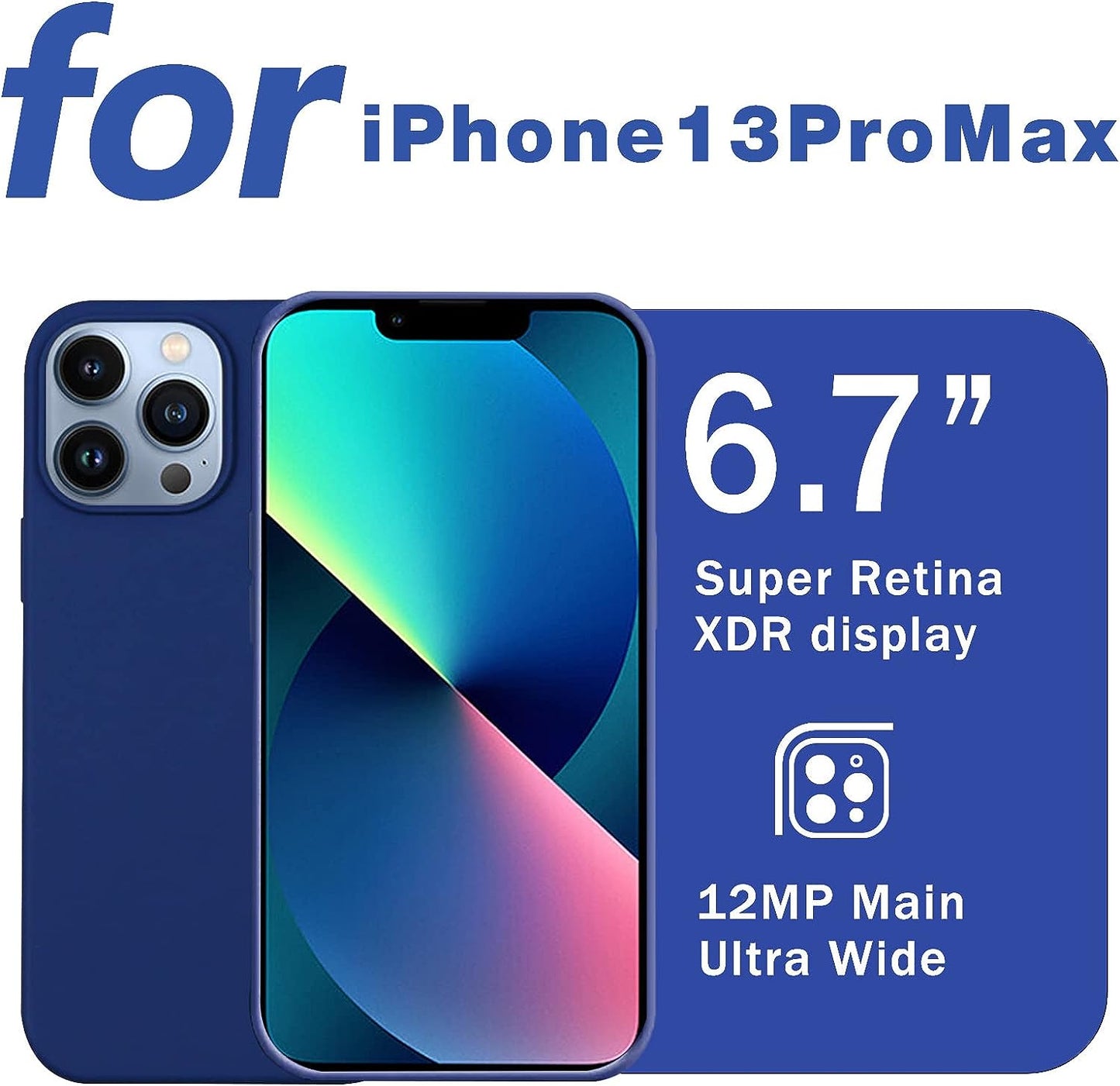 YOZEB Silicone Case Designed for Iphone 13 Pro Max, Shockproof Anti-Scratch and Anti-Fingerprint 4-Layer Full Body Protective Cover Slim Phone Case Compatible with Iphone 13 Pro Max 6.7 Inches (Blue)  YOZEB   