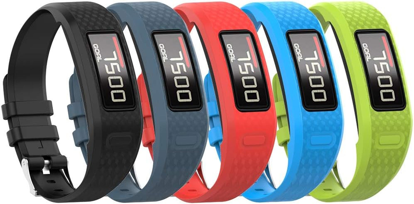 QGHXO Band for Garmin Vivofit 1 / Vivofit2, Soft Silicone Replacement Watch Band Strap for Garmin Vivofit 1 / Vivofit 2 Activity Tracker, Small, Large, Ten Colors  QGHXO 5PCS Bands-Boy Small 