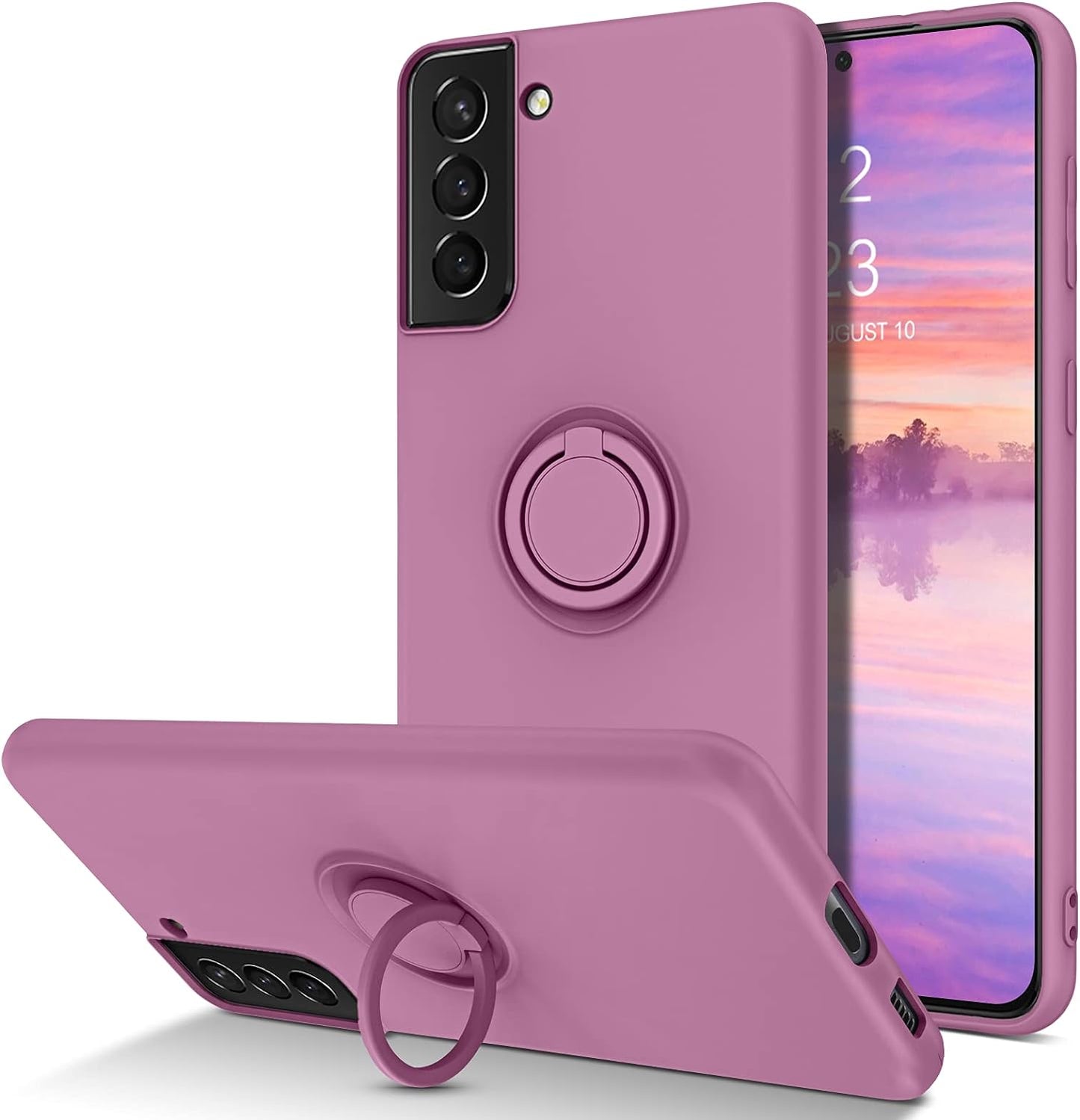 BENTOBEN Compatible with Samsung Galaxy S21 plus Case, Slim Silicone Soft Rubber with 360° Ring Holder Kickstand Car Mount Supported Protective Cases for Samsung Galaxy S21+ plus 6.7", Midnight Green  BENTOBEN V852-Purple  