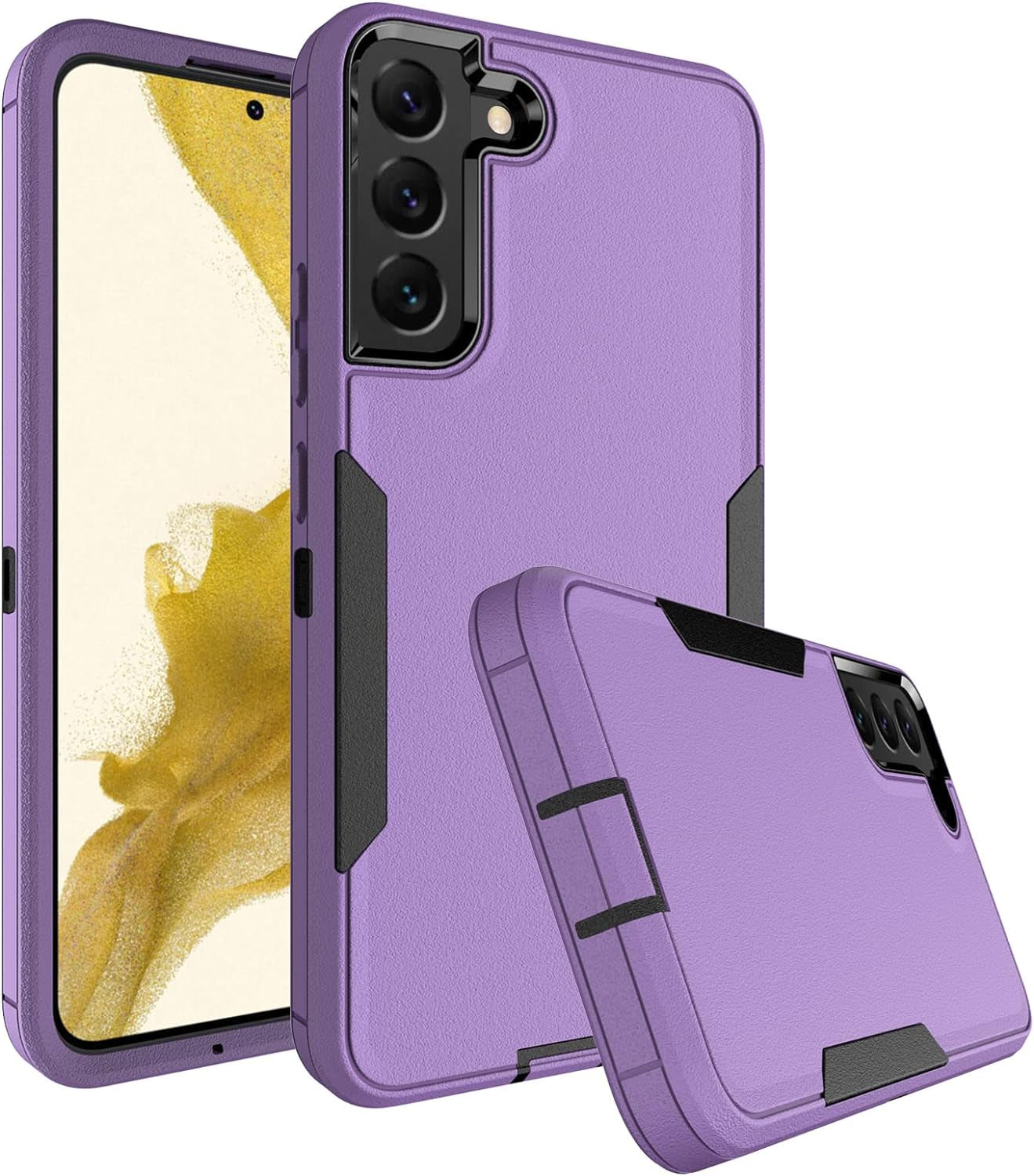 Dahkoiz for Samsung Galaxy S22 plus Case, Dust-Proof Port Cover, Full Body Durable Silicone Rubber Phone Case for Samsung Galaxy S22 plus 5G, Black  UNISMART INC Galaxy S22 Plus Case Black/Purple Galaxy S22 Plus 