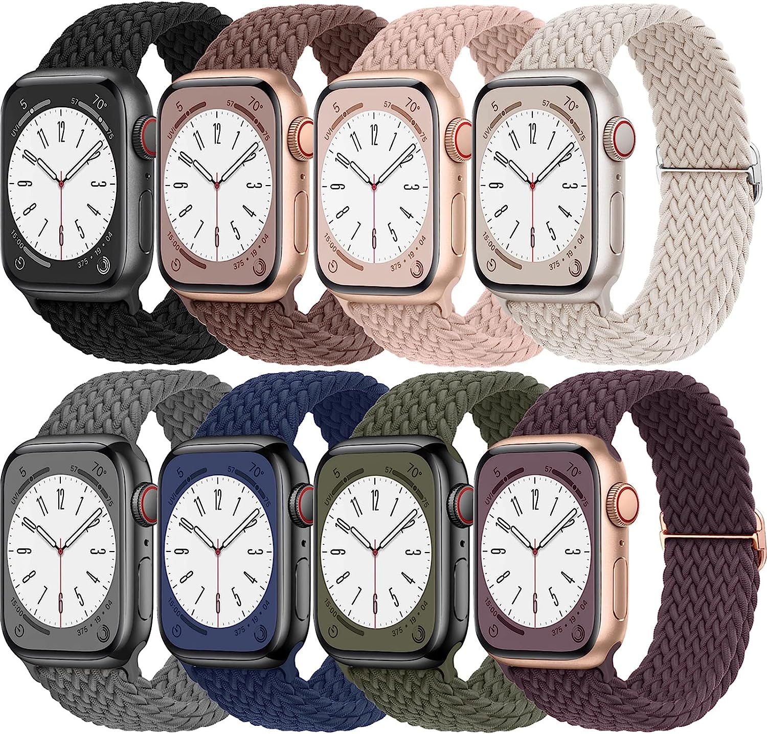 Braided for Apple Watch Band 45Mm 41Mm 40Mm 44Mm Iwatch Bands 38Mm 42Mm Men/Women,Solace Stretchy Sport Solo Loop Strap Wristband for Apple Watch Ultra 49Mm Series 8/7/6 5/4/3/2/1/SE 40 44 45 Mm  Wowstrap Black/Grey/Pink/Starlight/Blue/Green/Wine/Violet 38mm 40mm 41mm 