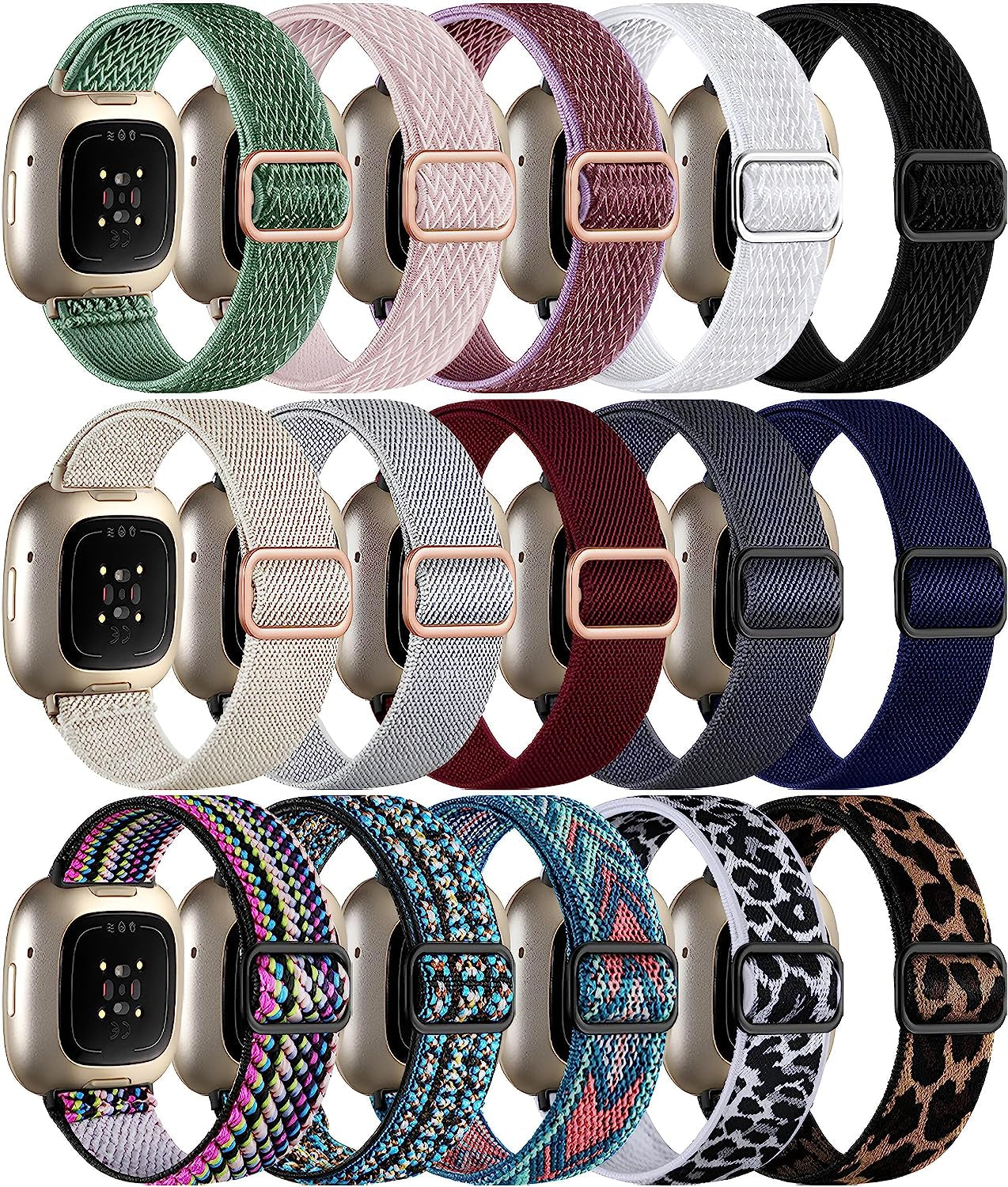 Adorve Compatible with Fitbit Sense Bands/Sense 2/Versa 3/Versa 4 Bands for Women Men, Adjustable Breathable Elastic Nylon Solo Loop Replacement Straps for Fitbit Versa 4/Versa 3/Sense 2/Sense Watch  Adorve   