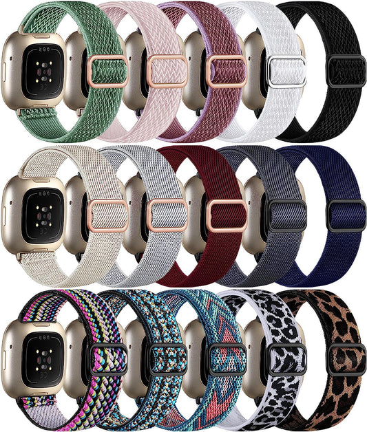 Adorve Compatible with Fitbit Sense Bands/Sense 2/Versa 3/Versa 4 Bands for Women Men, Adjustable Breathable Elastic Nylon Solo Loop Replacement Straps for Fitbit Versa 4/Versa 3/Sense 2/Sense Watch  Adorve   