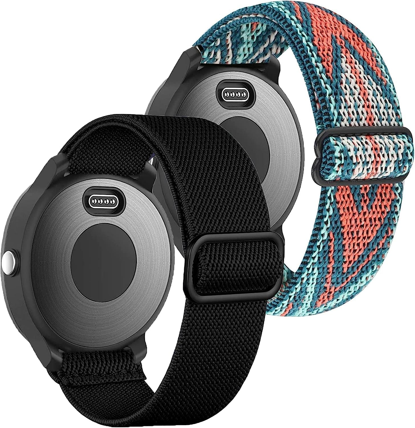 GARTOO Elastic Bands for Garmin Venu/Sq/Sq 2/Forerunner 245/645 Music Watch Bands, 20Mm Nylon Sport Wristband for Garmin Vivomove Hr/Sport,Vivoactive 3 Men Women (Black+Gray)  GARTOO Black+Green Arrow2  