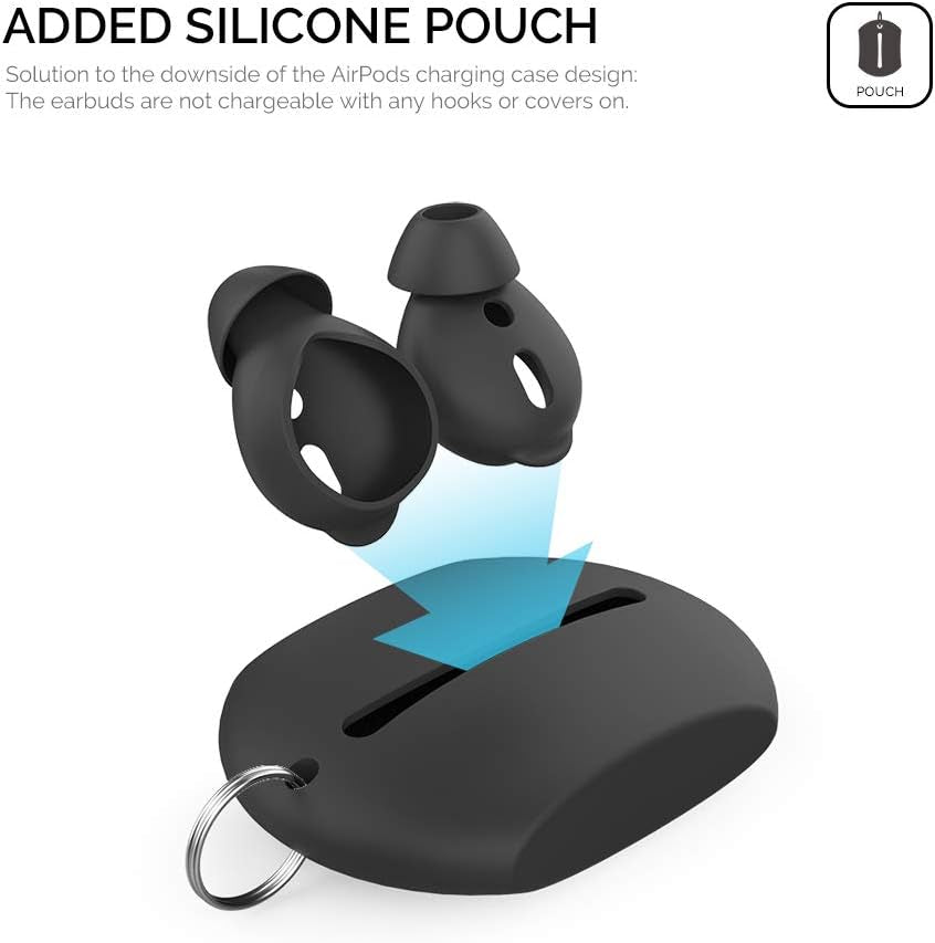 Ahastyle 4 Pairs Airpods Ear Tips Silicone Earbuds Cover Compatible with Apple Airpods (2 Pair Large & 2 Pairs Small, Black)  AHASTYLE   