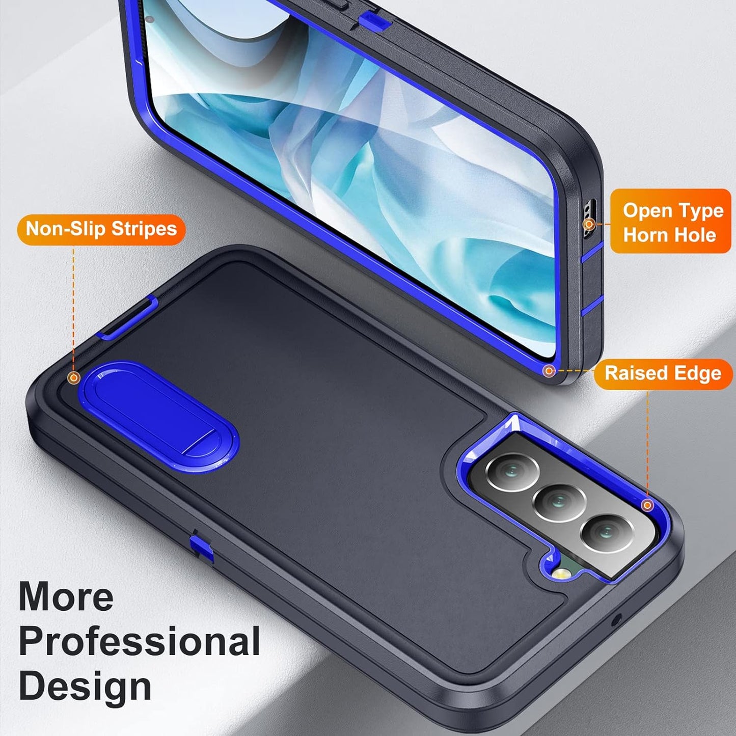Idweel Galaxy S22 Case with Build-In Kickstand, Heavy Duty Protection Shockproof Anti-Scratch Rugged Protective Durable Case Hard Cover for Samsung Galaxcy S22 6.1 Inch,Navy Blue  IDweel   