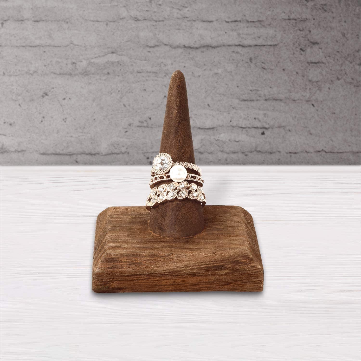 MOOCA 4 Pcs Set Finger Ring Stand Jewelry Display Holder Showcase Display Drawer Ring Storage Jewelry Display Stands for Shows, 2 1/2" W X 2 1/2" D X 2 3/4" H, Brown  MOOCA   