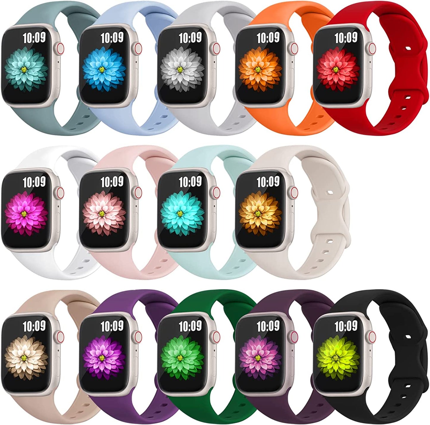 Enjoyselfhub 14Pack Bands Compatible with Apple Watch Band 41Mm 40Mm 38Mm 49Mm 45Mm 44Mm 42Mm, Sport Soft Waterproof Silicone Straps for Iwatch Apple Watch Series 8 7 6 5 4 3 2 1 SE Ultra Women Men  enjoyselfhub Novel 14 colors 38MM/40MM/41MM 