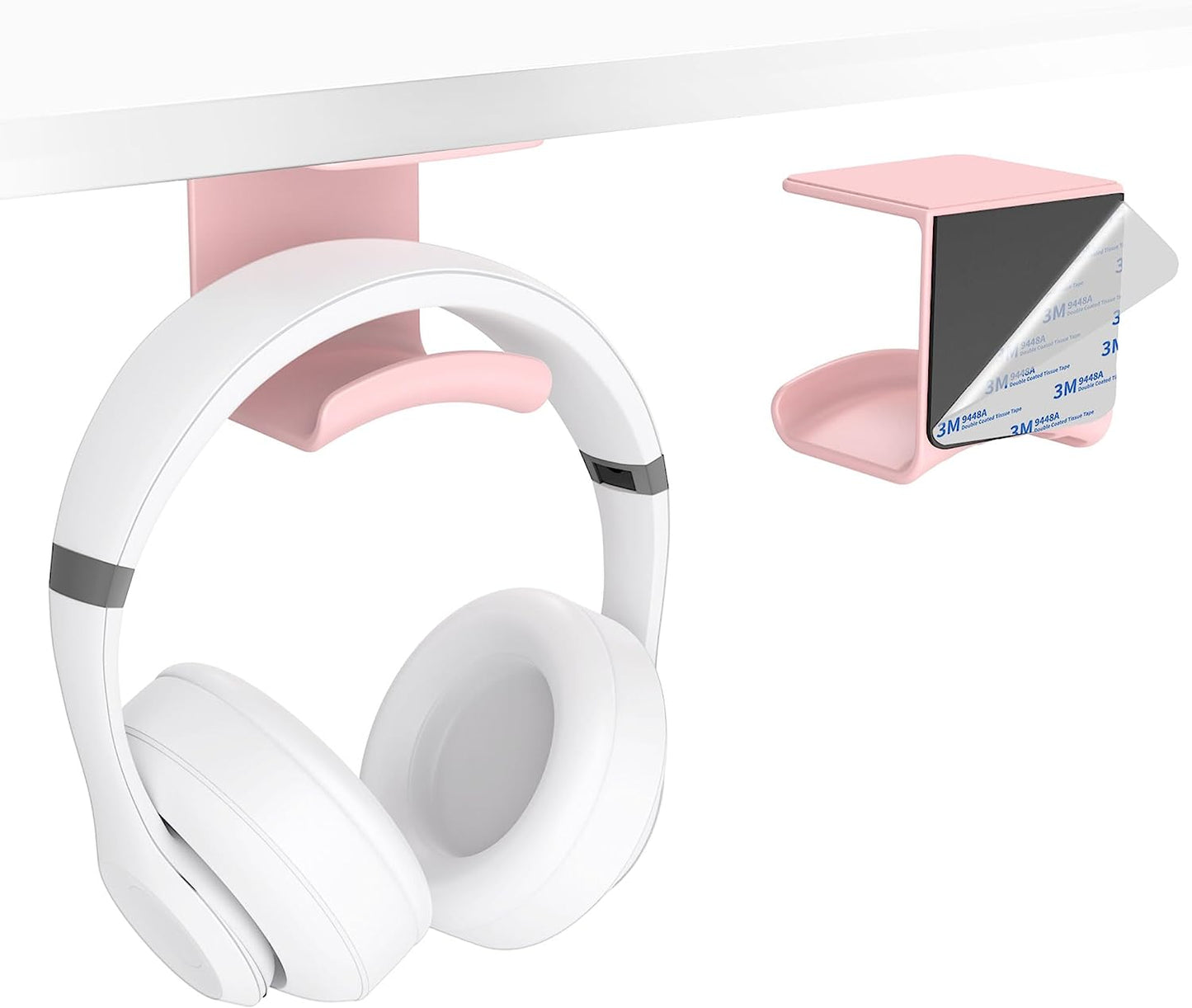 Homemount Headphone Hook under Desk - Headphone Holder under Table, Adhesive Gaming Headphone Stand Hanger Desk Mount for Most Headphone（Black）  HomeMount Pink  