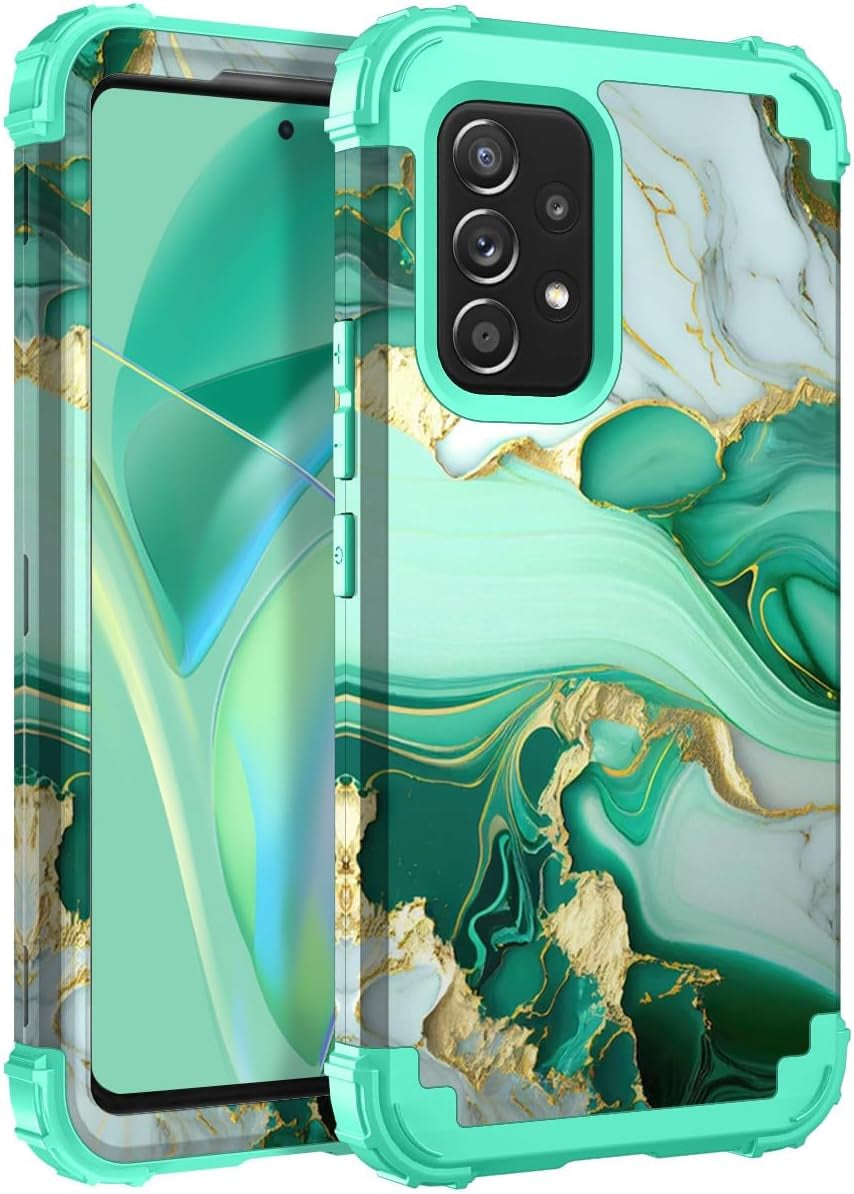 Hocase for Galaxy A53 5G Case, Heavy Duty Shockproof Protection Soft Silicone Rubber Bumper+Hard Plastic Hybrid Protective Case for Samsung Galaxy A53 5G (6.5" Display) 2022 - Blue Purple Marble  Hocase Mint Green  